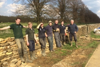 LRWT volunteers drystone walling