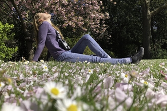 Woman sitting in a park