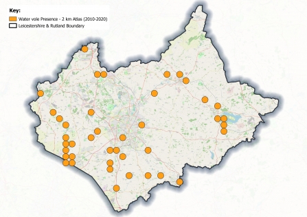 Map of water vole sightings